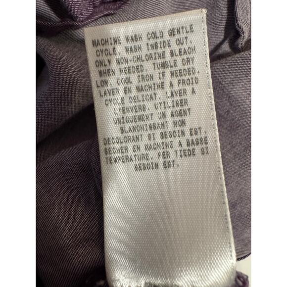 2010s Guess Soft Boho Drawstring Waist Purple Button Down Shirt Medium - Picture 6 of 8